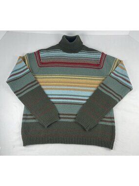 VTG Pendleton Oregon Womens Mock Neck Cotton Striped Pullover Sweater Size S